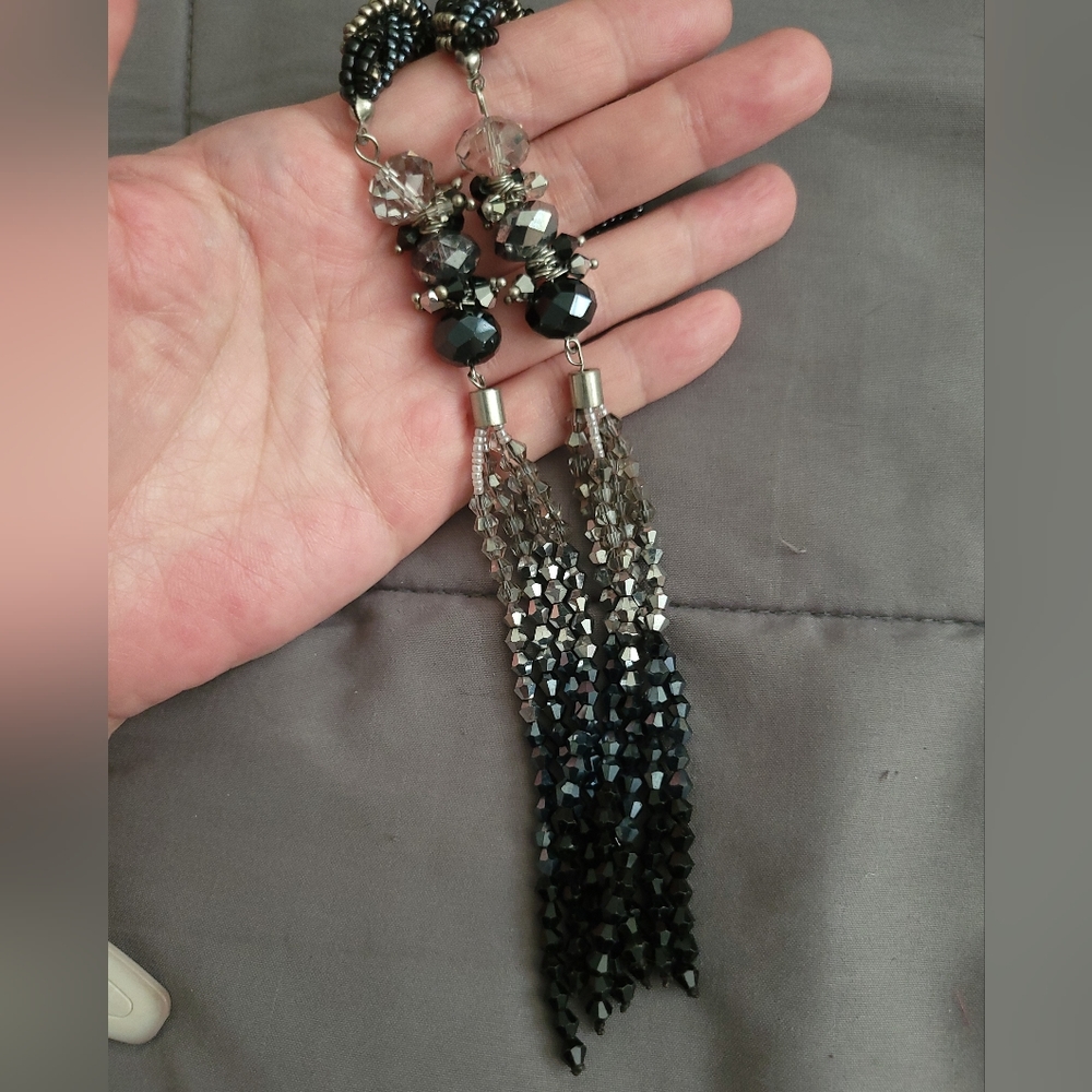 ✨️HP✨️Park Lane | Glass Crystal Bead Ombre Braided Lariat Tassel Necklace - Picture 6 of 9